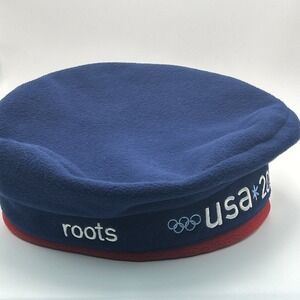 2002 Team USA Roots Olympic Fleece Beanie‎ Hat Blue Red Made in Canada Winter